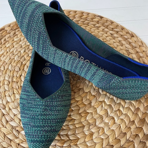 Rothy's Shoes - Rothy's Aqua Heather Points Flats RARE Retired 8